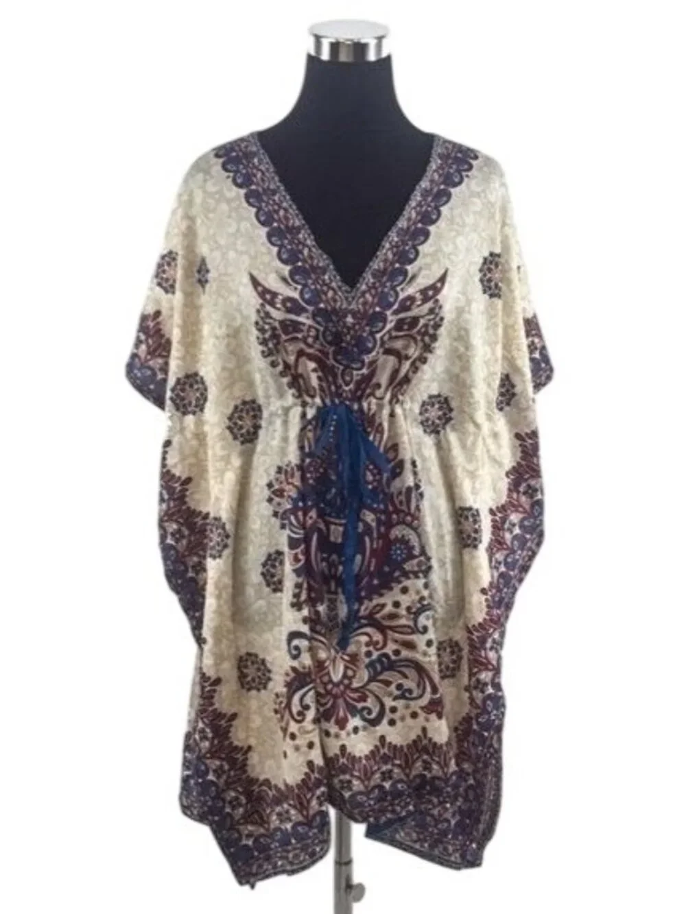 VTG Ornate Medallion Empire Waist Kaftan Tunic M/L | Noughties Boho Indie Sleaze - Picture 6 of 7